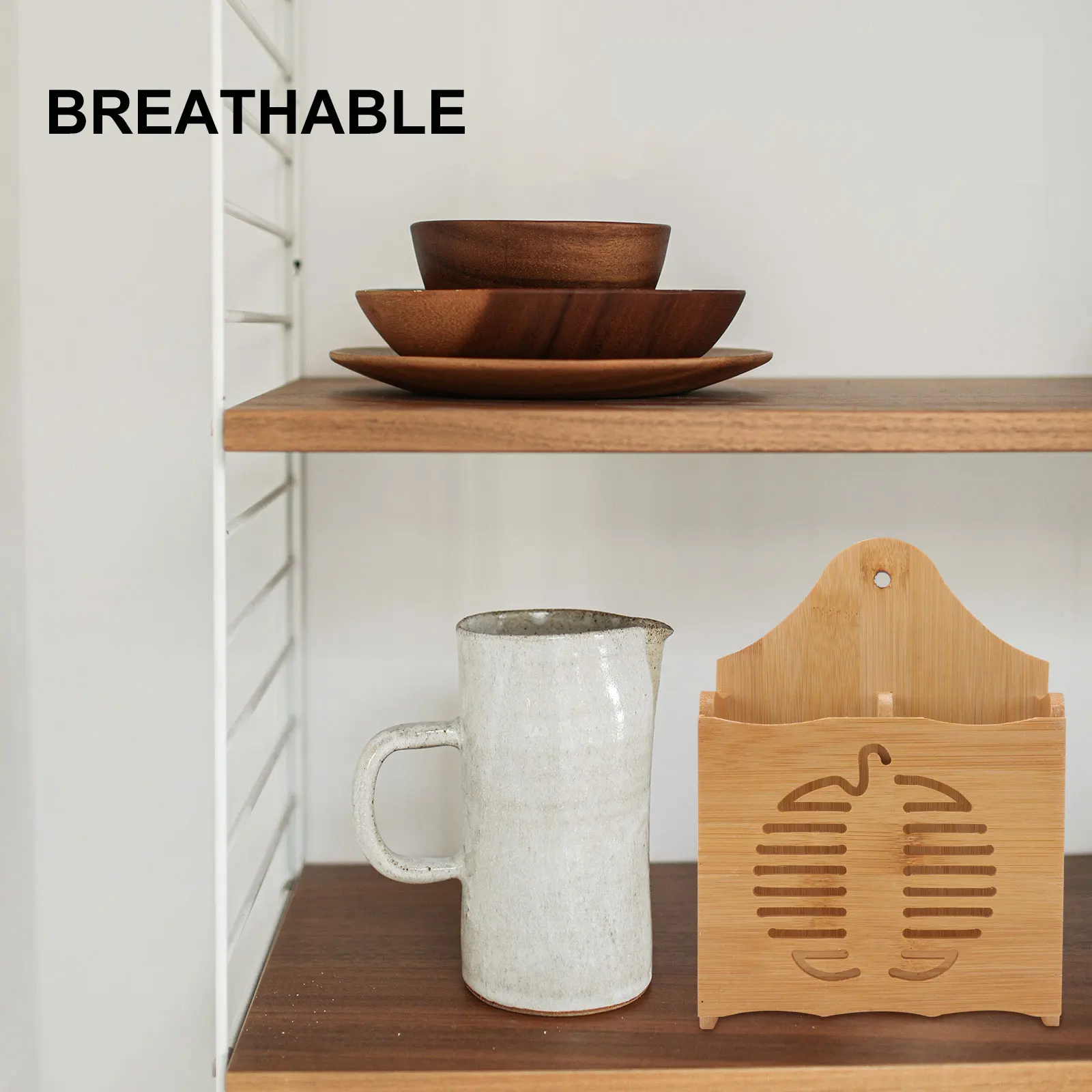 

1PCS Bamboo Kitchen ganizer Utensil Holder Cutlery Storage Box Porous Drain Lightweight Compact Ventilation Home Hotel