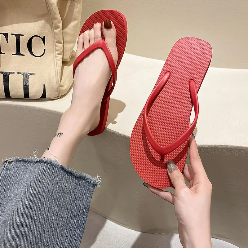 Frau Flip Flops Hausschuhe Sommer Mode lässig rutsch feste Junge Flip Flops atmungsaktiven Strand einfarbig bequeme Slipper