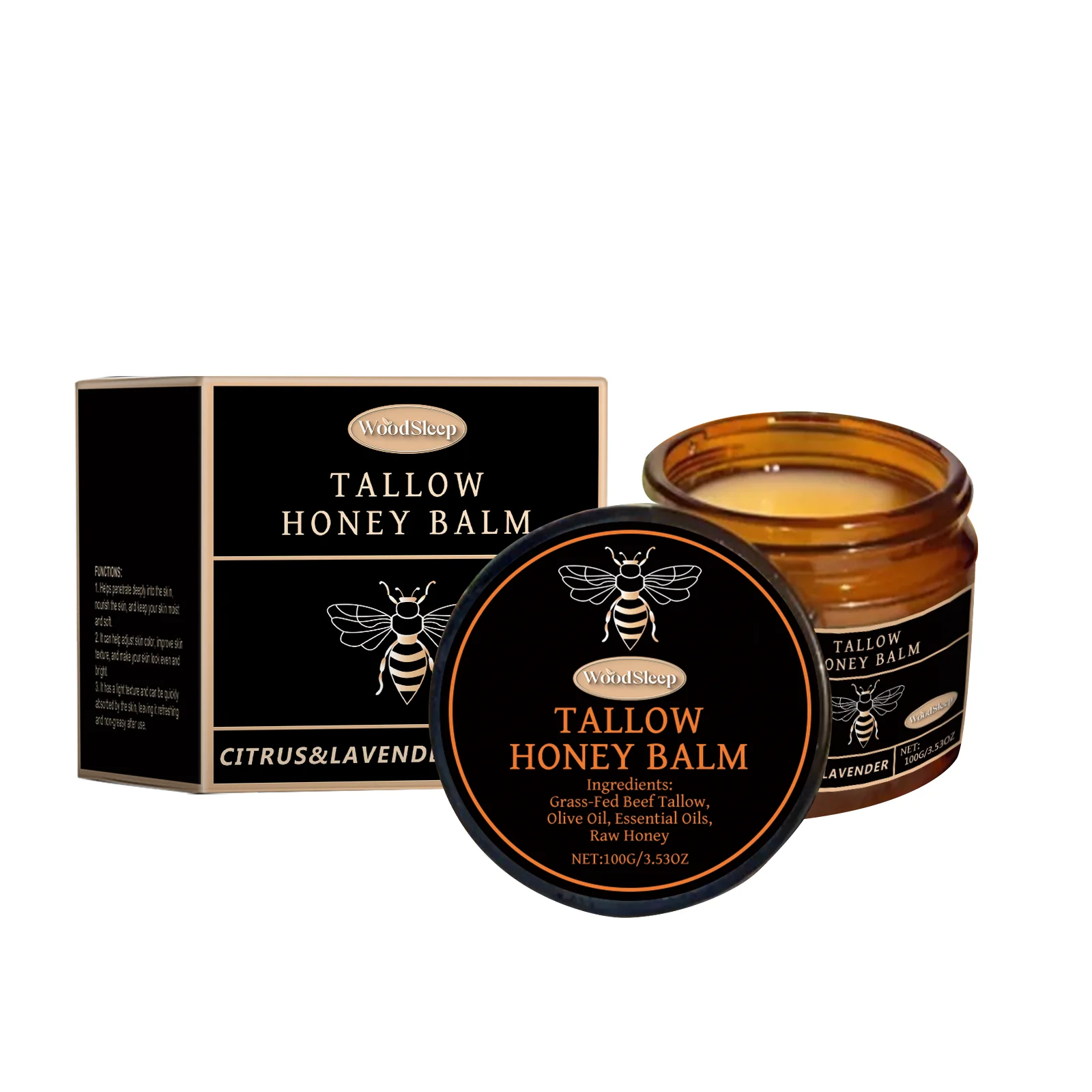 Tallow Honey Balm - Infusión de cítricos y lavanda - Ayuda natural para dormir y chupete para la piel - Ultra