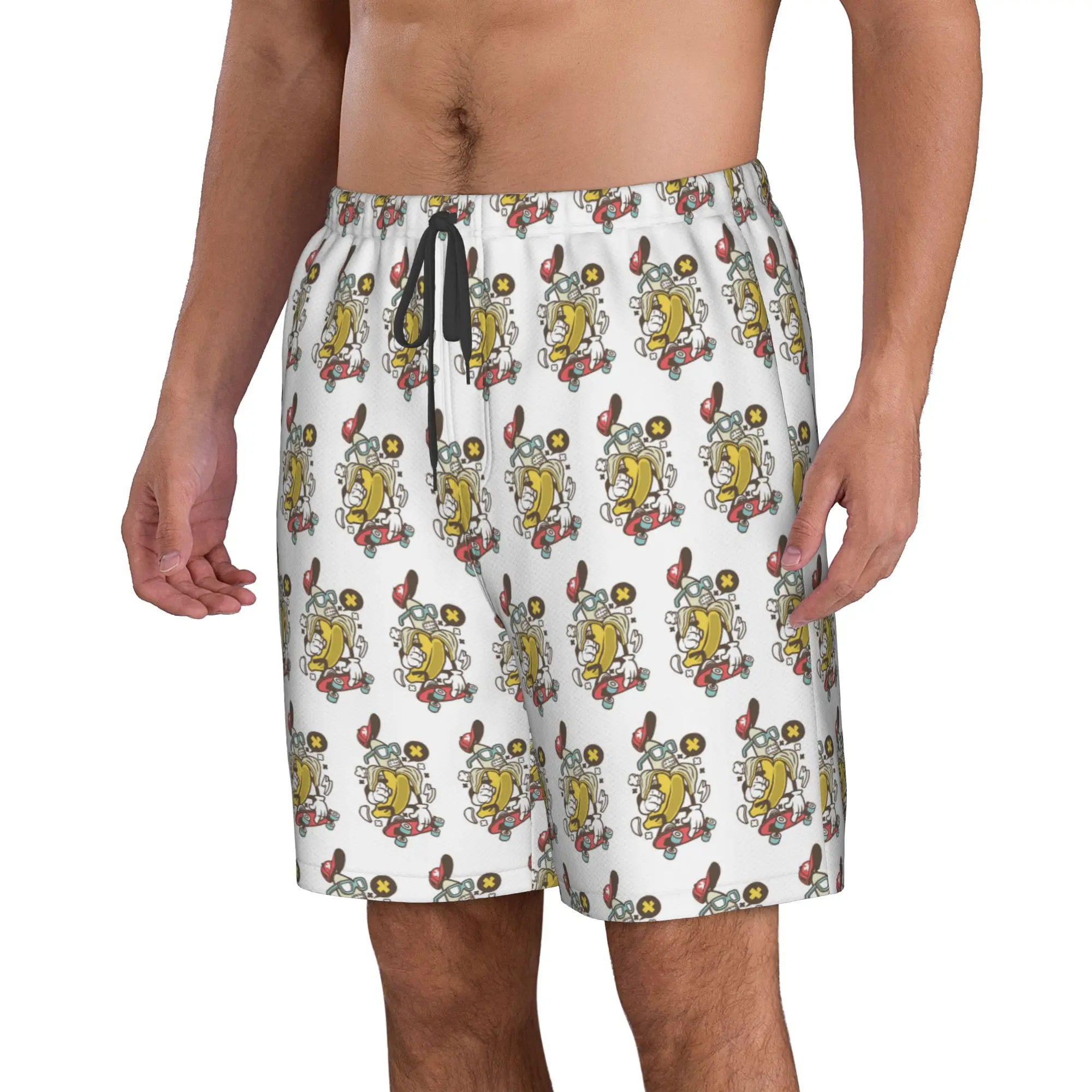 Fun Banana Playing Skateboard Trunks Beach Board Shorts Casual Quick Dry Swimming Summer Men Pants