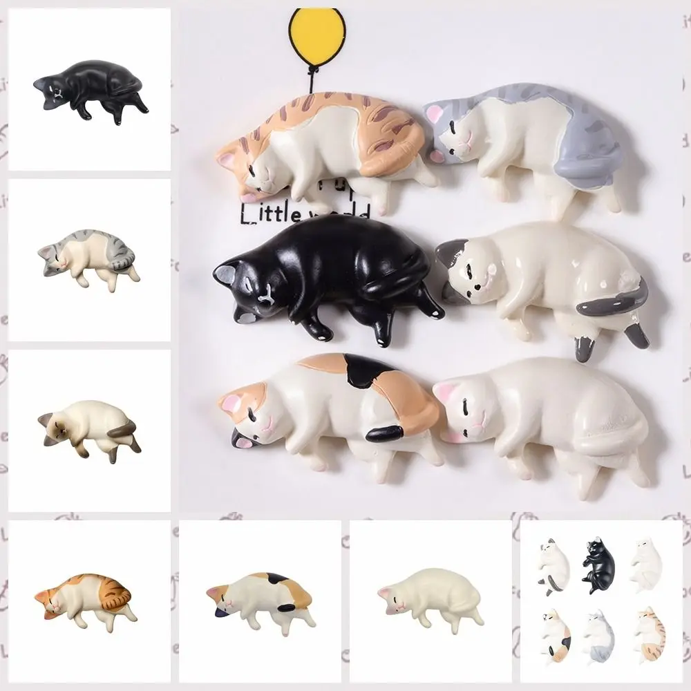 

Cute Simulated Cat Fridge Ornaments Resin Simulation Cat Resin Accessories Handicraft Sleep Cat Lazy Cat Miniatures