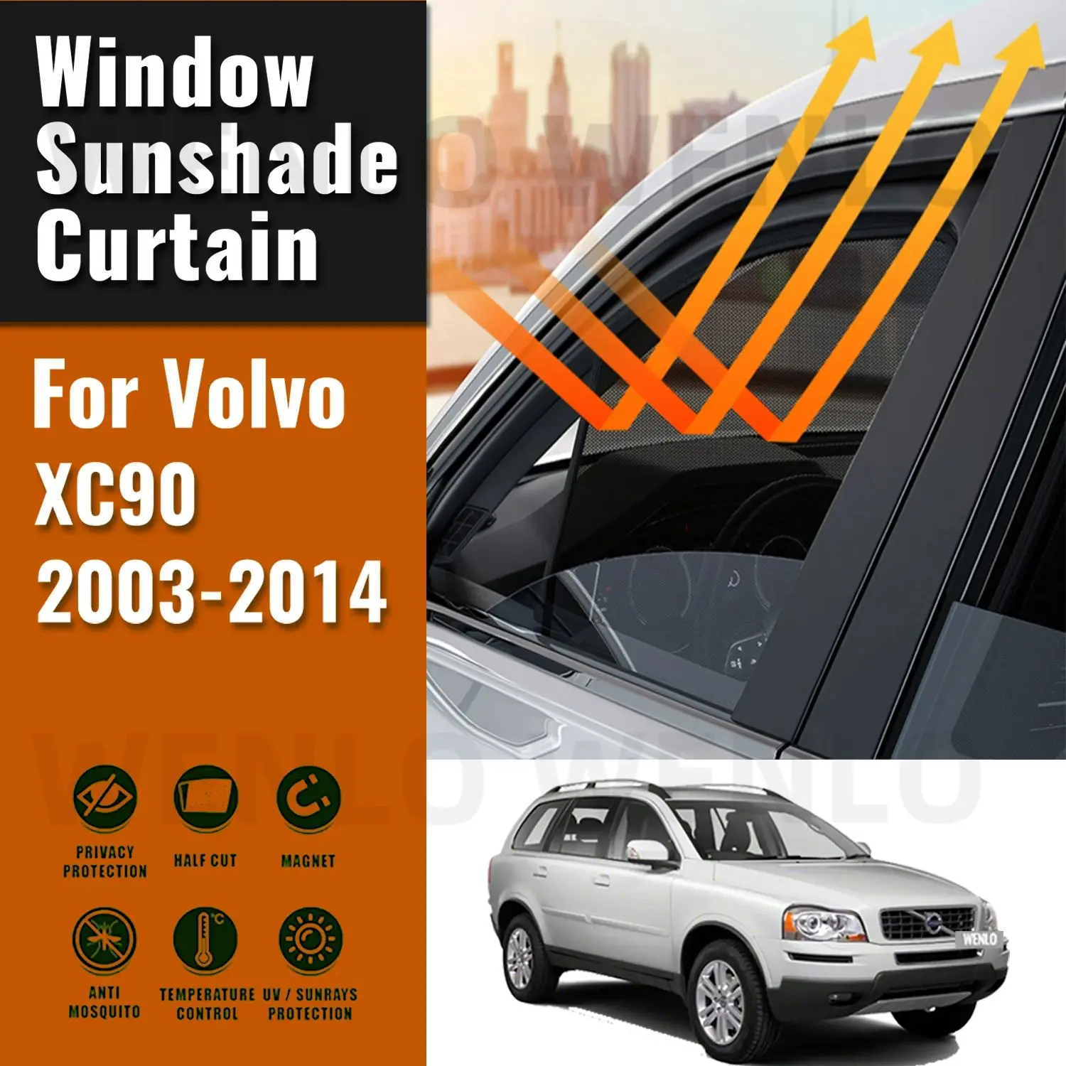 

For Volvo XC90 2014 2013 2012 2011-2003 Magnetic Car Sunshade Shield Front Windshield Frame Curtain Rear Side Window Sun Shade