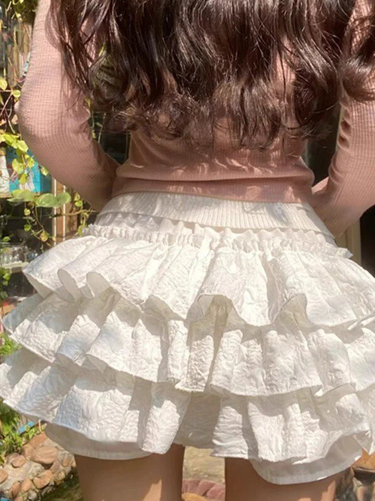 

Женские короткие пышные юбки-плиссе с высокой талией для миниатюрных девушек, однотонные, А-силуэт, весна-лето, в стиле Dopaamine