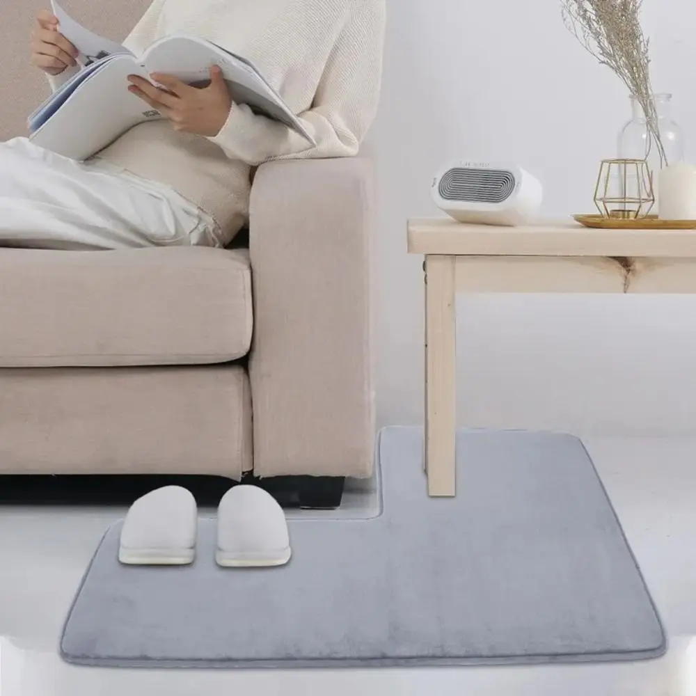 Coral Fleece L-shaped Floor Mat Non Slip Corner Soft Bathroom L-shaped Rug Colorful Washable Living Room Bedroom Carpet