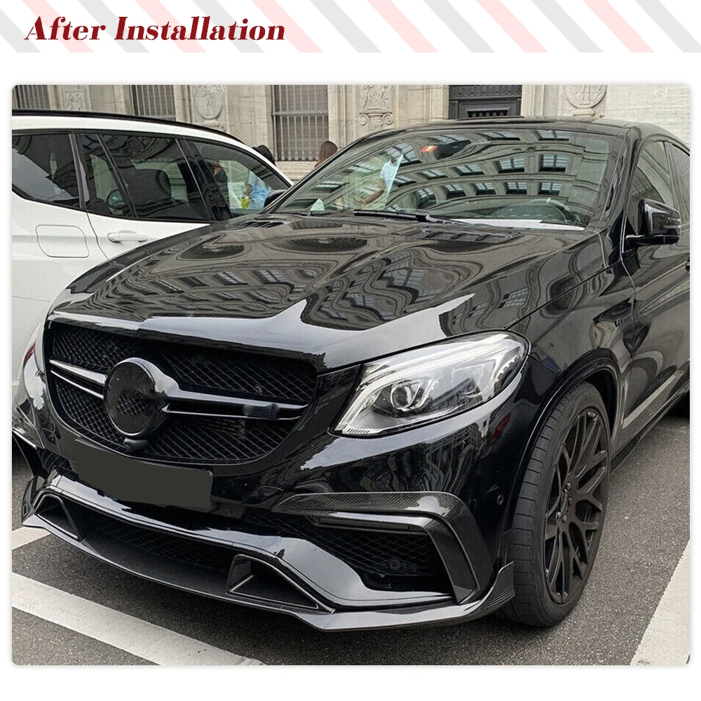 For Mercedes-Benz GLE Class C292 GLE63 AMG 2015 - 2018 Real Carbon Fiber Car Front Bumper Splitters Fins Canards Front Fog Trims