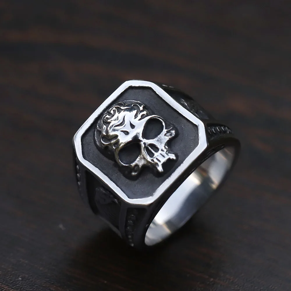 2023 NEW Men\'s 316L stainless-steel rings for teens Retro skull gothic punk biker fashion Hip hop Jewelry Gifts free shipping