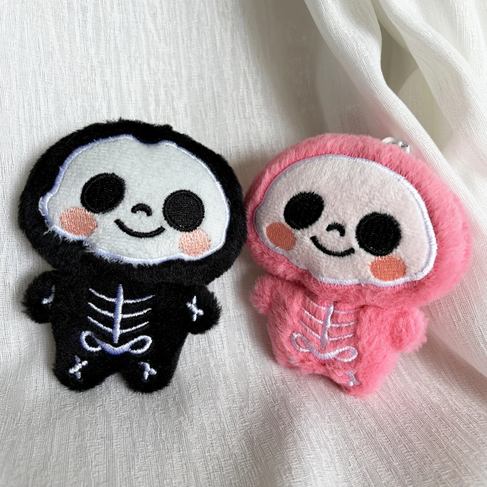Cute Skull Ghost Plush Keychain for Women Fluffy Skeleton Doll Bag Pendant Cartoon Party Gifts Kawaii Key Chain Accessories