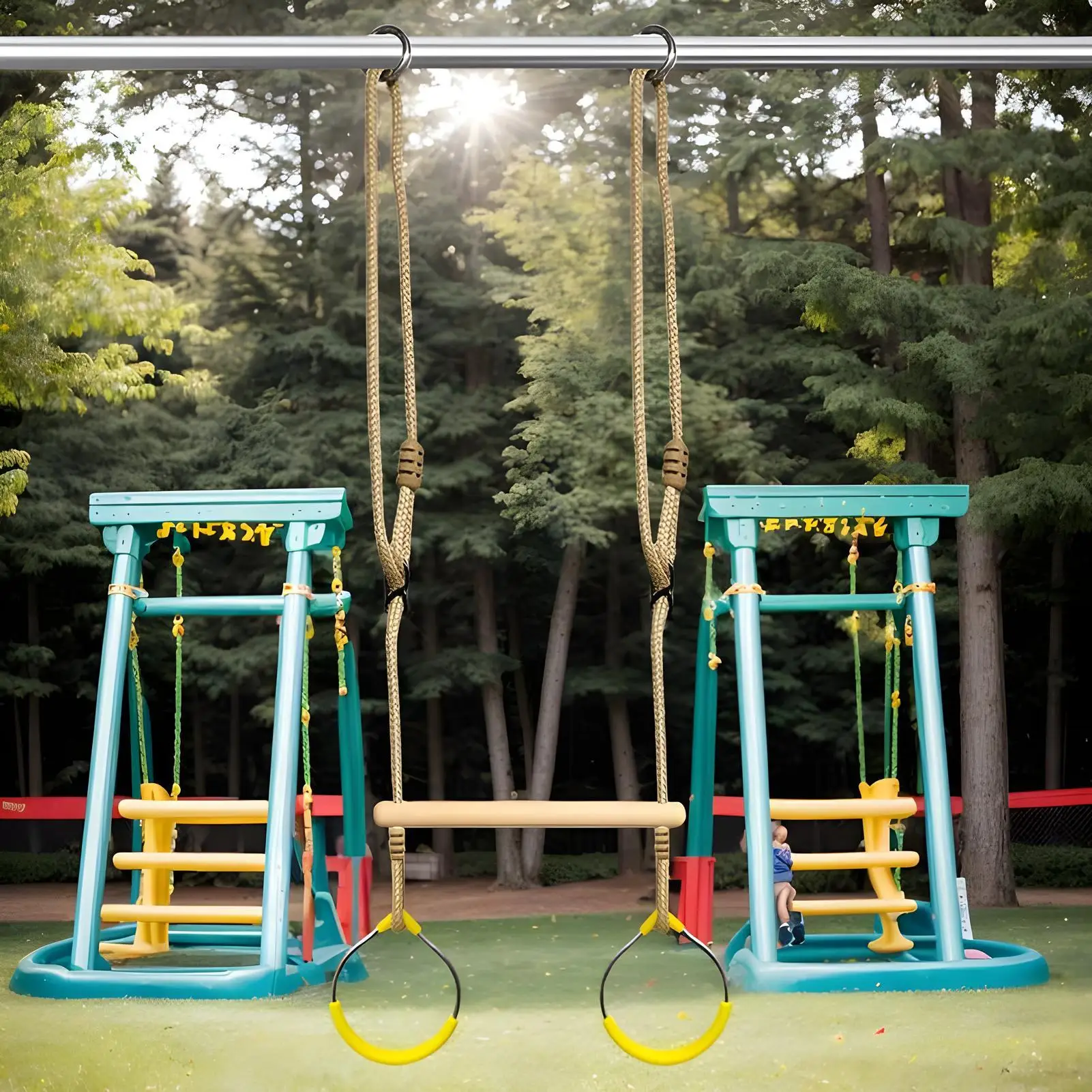 Anneaux de balançoire Jungle Gym escalade anneau de gymnastique singe parcours d'obstacles jeu d'équilibre équipement de terrain de jeu sensoriel pour adolescentes filles