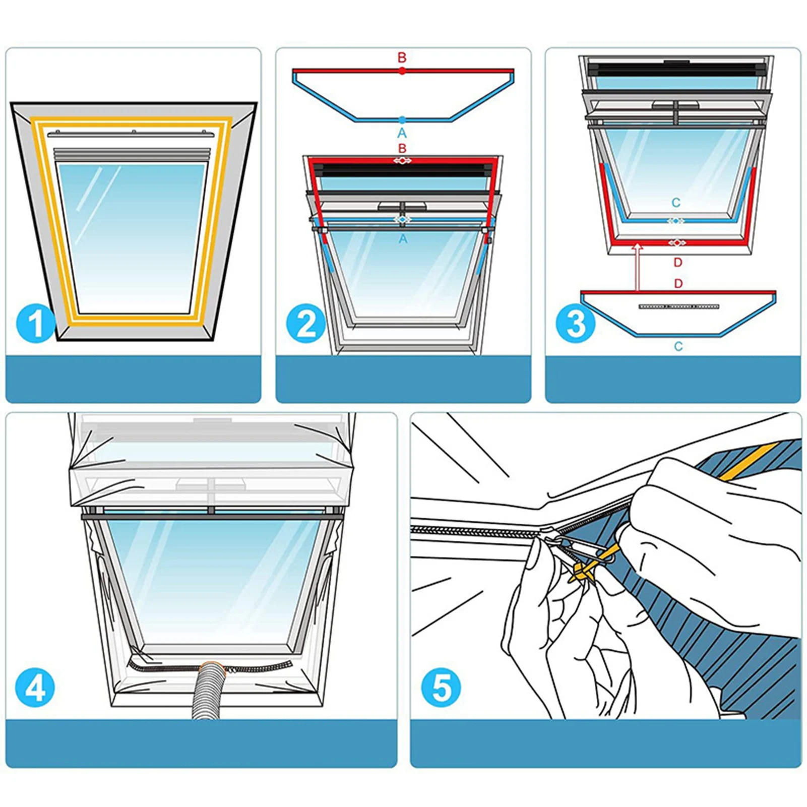 Universal Air Lock Window Seal Cloth Plate Hot Airs Stop Conditioner Outlet Window Sealing Kit for Mobile Air Conditioner