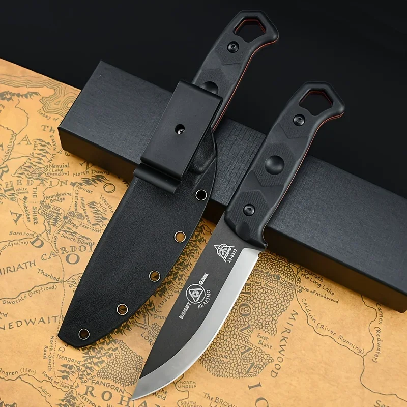 Military TOPS Brakimo Fixed D2 Blade Knife Nylon Glass Fibre Handle Wilderness Survival Knives Camping Hunting Portable Tool