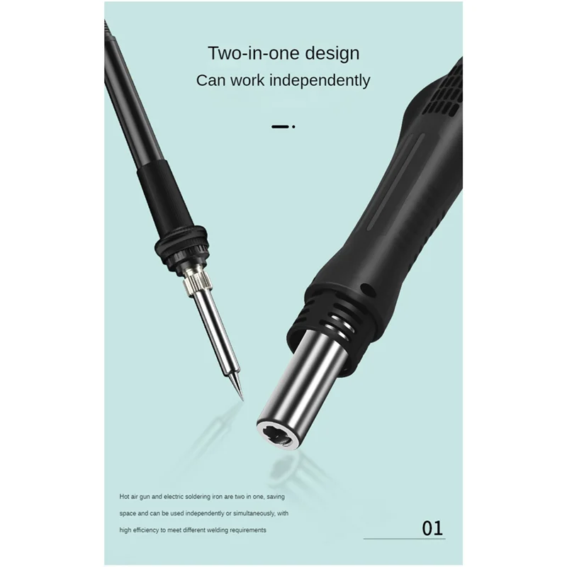 

Rework Soldering Station 2 In1 Hot Air Welding Station For SMD PCB IC Repair EU Plug