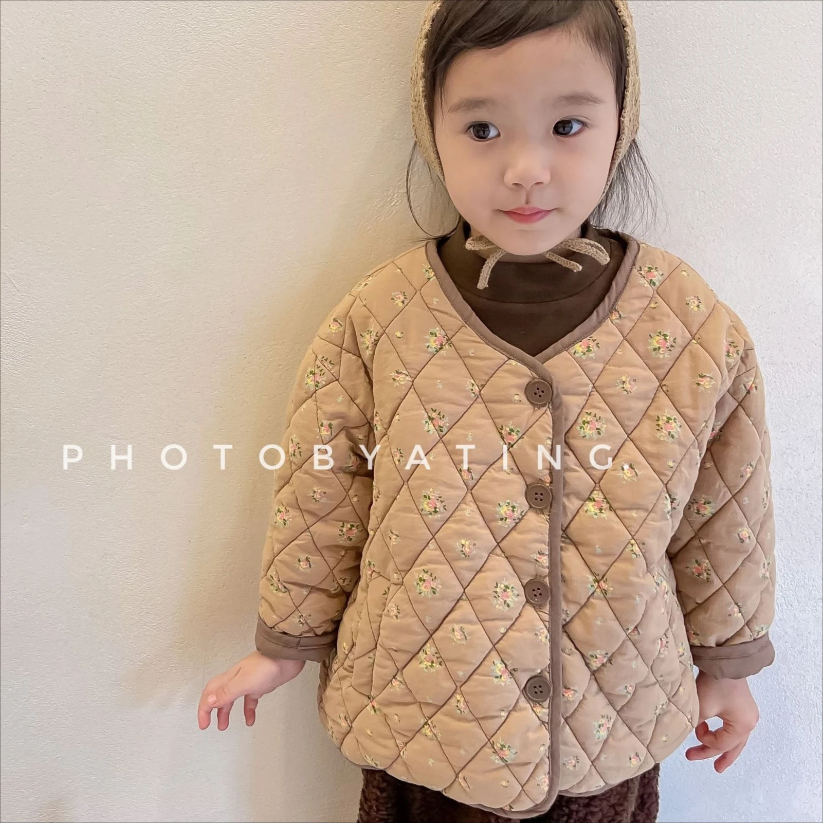 Girls Coat 2025 Autumn and Winter New Children's Clothing Korean Style Girl Baby Flower Clip Cotton Quilting Cotton Casual