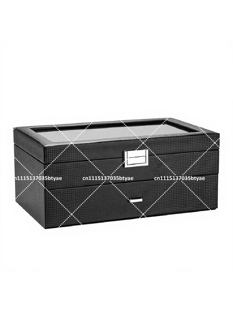 24 Slot PU Leather Watch Box Double Layer Jewelry Organizer Storage Display Case