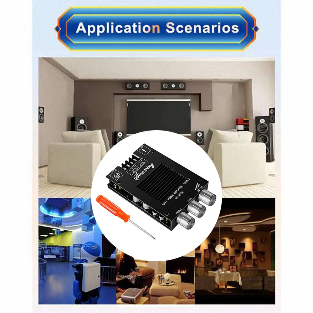 AS95-YS-XPSM Modulo amplificatore audio con dissipatore di calore TDA7498E 150Wx2 Modulo audio con regolazione del passo alto e basso