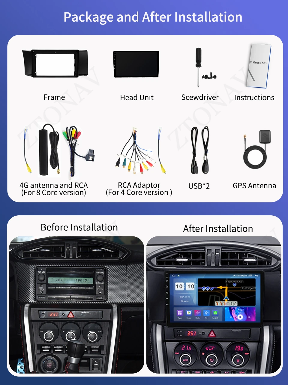 7862 Car Radio Stereo For Subaru BRZ 2012 - 2016 For Toyota GT 86 Car Media Player Carplay Android Auto Support 360 Camera