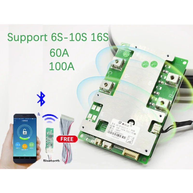 

Smart BMS 6S/8S/10S/16S Li-ion/Lifepo4 60A 80A 100A 36V 24V BMS For Lithium Ion Battery Pack