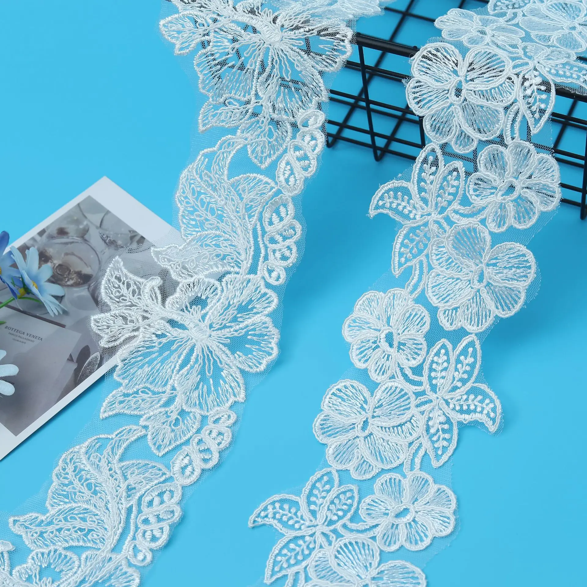 50 ياردة 9 سنتيمتر واسعة فوري بريق الترتر حبال النسيج زهرة فينيسيا البندقية شبكة الدانتيل تقليم زين الخياطة الحرفية لحفل الزفاف ديسمبر. #2