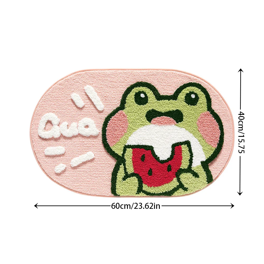 40*60cm Bath Mat Cute Pink Cartoon Frog Bathroom Carpet Bathtub Entrance Waterproof Slip-resistant Foot Mats Toilet Shower Rug