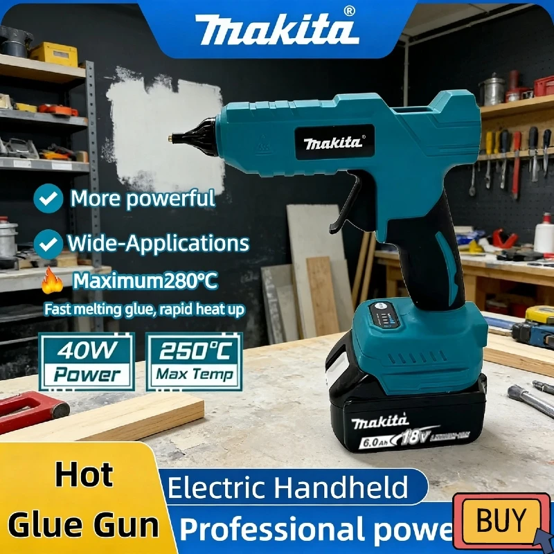 

Беспроводной электрический термофен Makita 18В для ремонта и DIY, пистолет для горячей клейки с защитой от ожогов