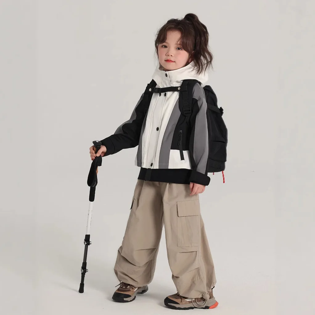 

Girls Spring Coat Top New Children's Casual Hooded Woven Jacket