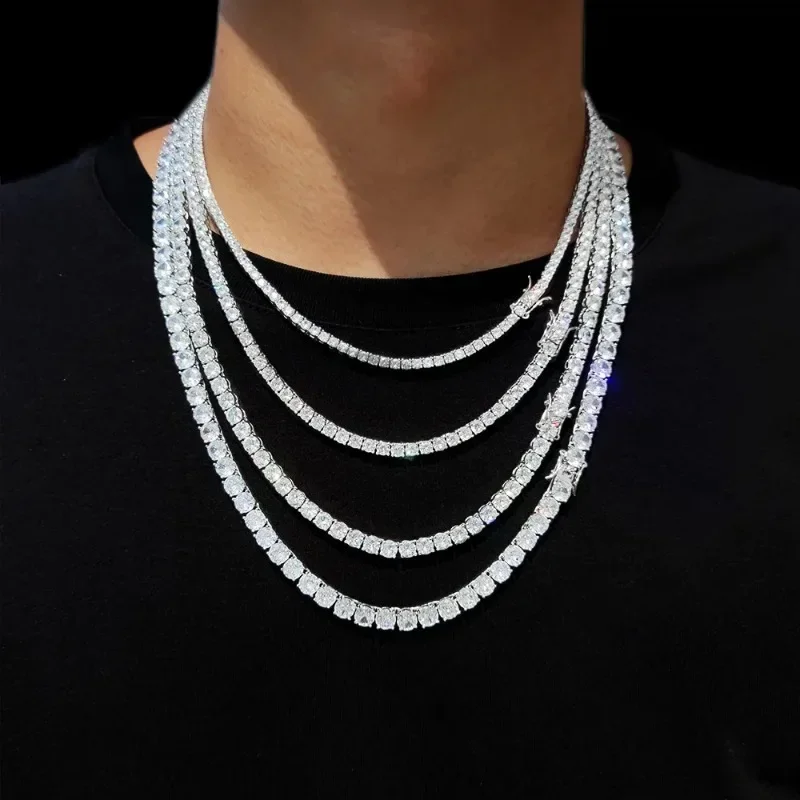 Hip Hop Jewelry 1 Row Iced Out Tennis Chain Bling CZ Men Diamond Cubic Zirconia Choker Necklace Women Drop Shipping