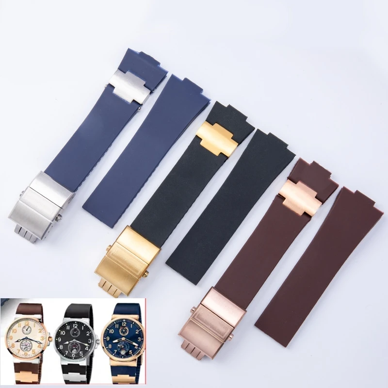 حزام ساعة من المطاط السيليكوني 25 مم × 12 مم لسيارة أوليس ناردين مارين توربيلور دايفر 1183 ‌ ‌   سوار قطع غيار حزام الساعة