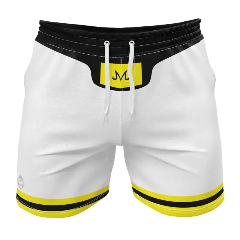 Majin Buu Pantalones cortos de gimnasio blancos Dragon Ball Z para adultos y niños, pantalones cortos con estampado de anime, pantalones cortos de secado rápido para gimnasio con bolsillo con cordón