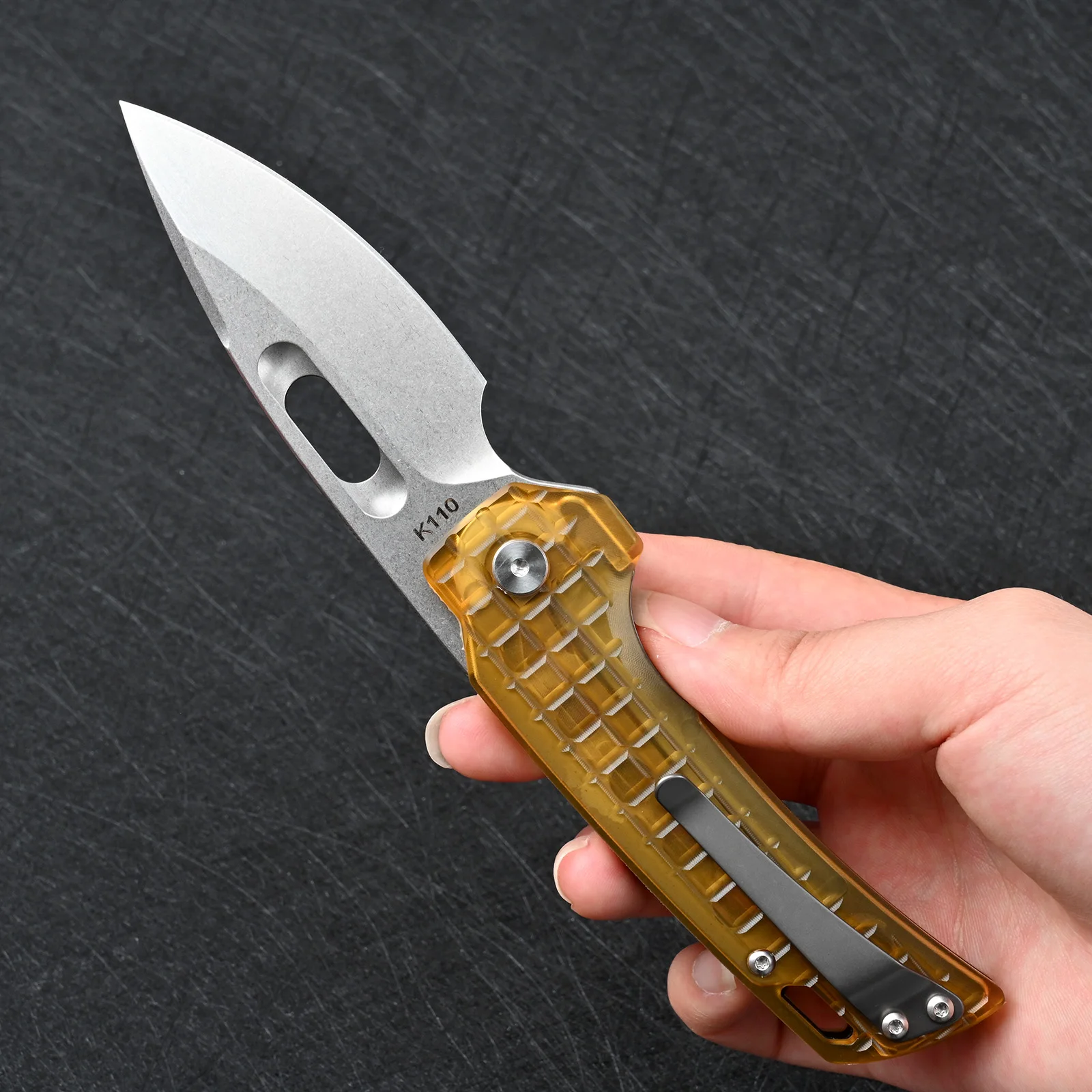 Tactical Folding Pocket Knife K110 Steel Blade EDC Combat Knife with Pocket Clip for Men Camping Survival