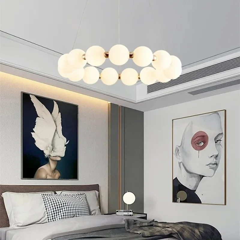2026 Creative Nordic Magic Beans Pendant Lamps For Bedroom Restaurant Kitchen Double Layer LED Chandelier Home Improvement Hot