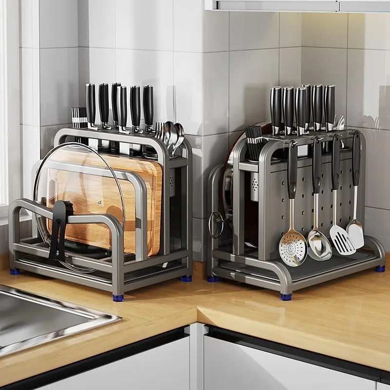 

Chopping board storage rack, knife rack, chopstick cage, small cutting board, lid, desktop chopping board