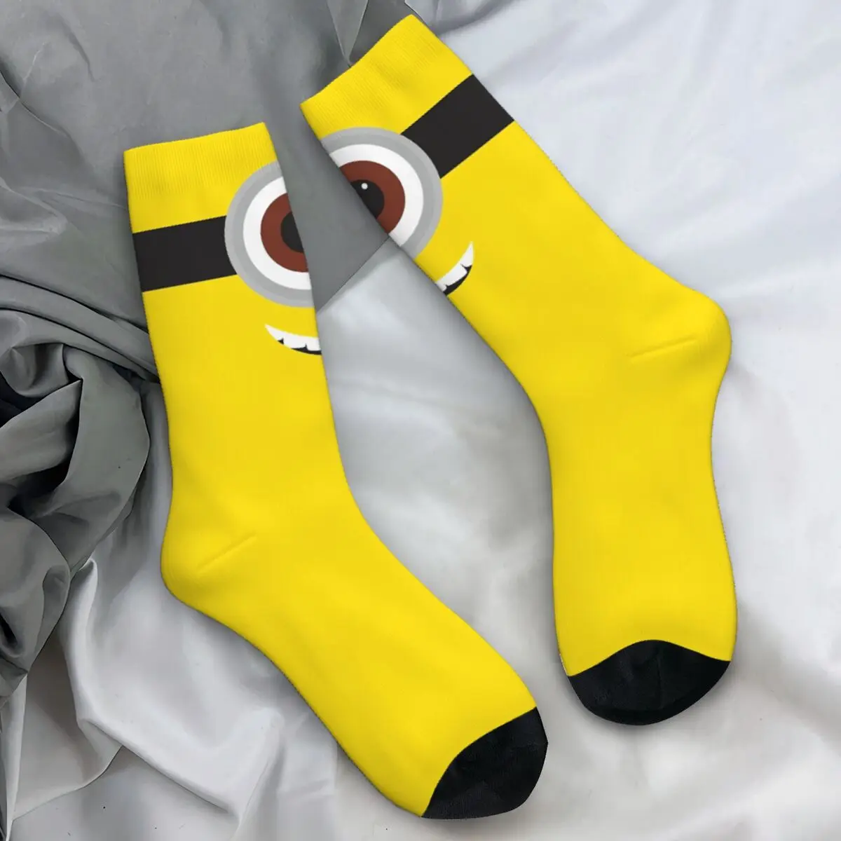 Calcetines Minion Eye, medias de invierno, calcetines coreanos de calidad para hombres y adultos, calcetines antideslizantes personalizados para monopatín