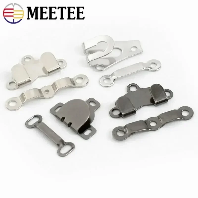 10/20Set Meetee Metal Invisible Pant Hook Mink Coat Hidden Buckle Trousers Skirt Garment Hooks Underwear Button Sewing Accessory