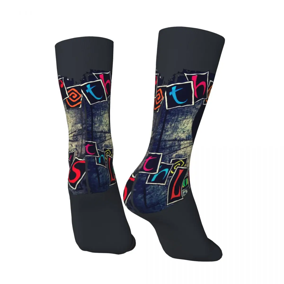 Funny Crazy compression Sock for Men The Cure Lovecats Robert Smith The Band Hip HopHarajuku Happy Qualityn Printed  Crew Sock