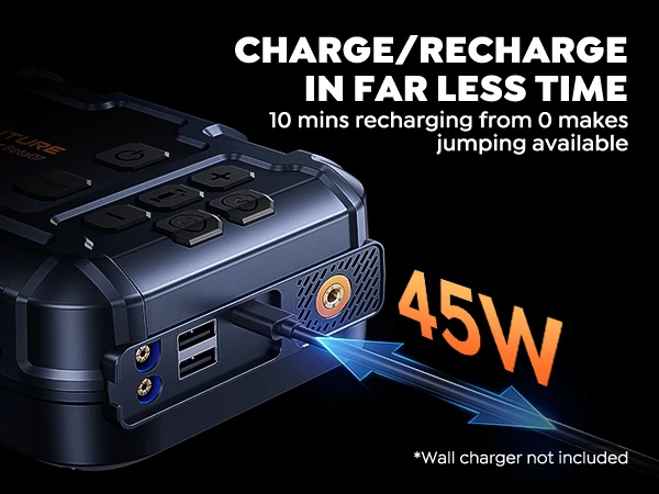 BUTURE 6000A Auto Starthilfe PD45W Power Bank Tragbare 160PSI Luftpumpe Batterie Notfall Booster Startgerät Auto Starter – Detail 8