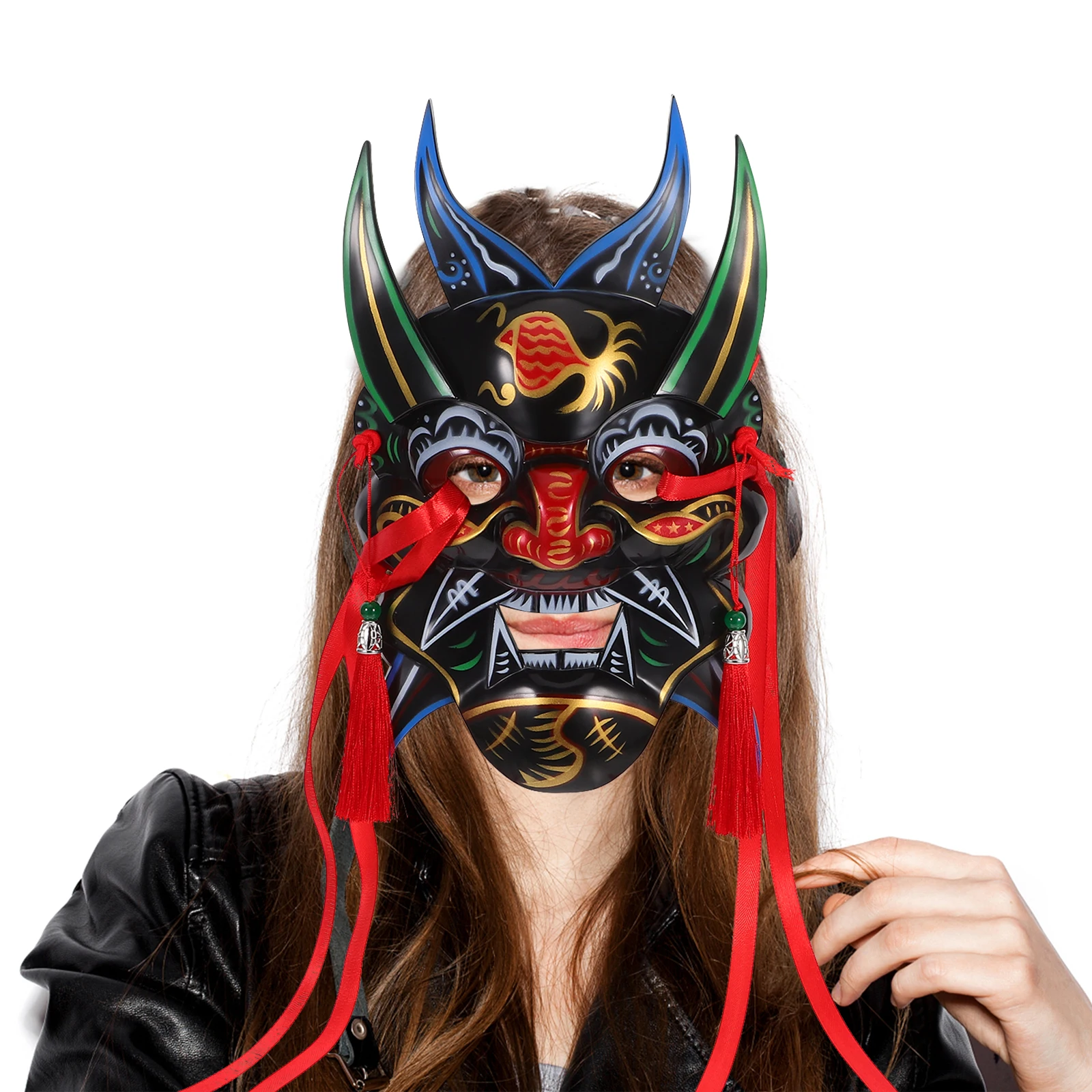

Painted Masks for Temple Fair Party Favor Lightweight Breathable Carnival Mask Prop Accessories Costume Masquerade Decorative