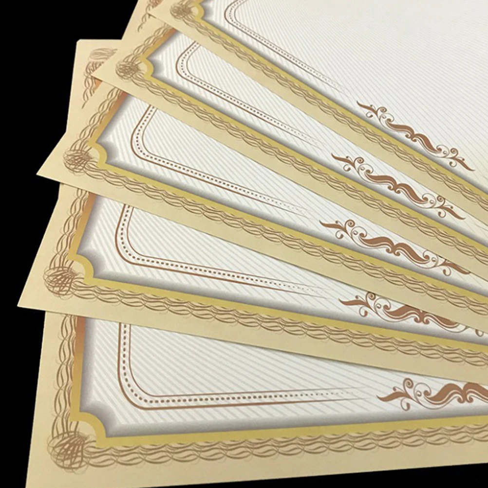 

20pcs A4 Certificate Paper Gradient Gold Border For School Graduation Volunteer Recognition Award Printable Sheets