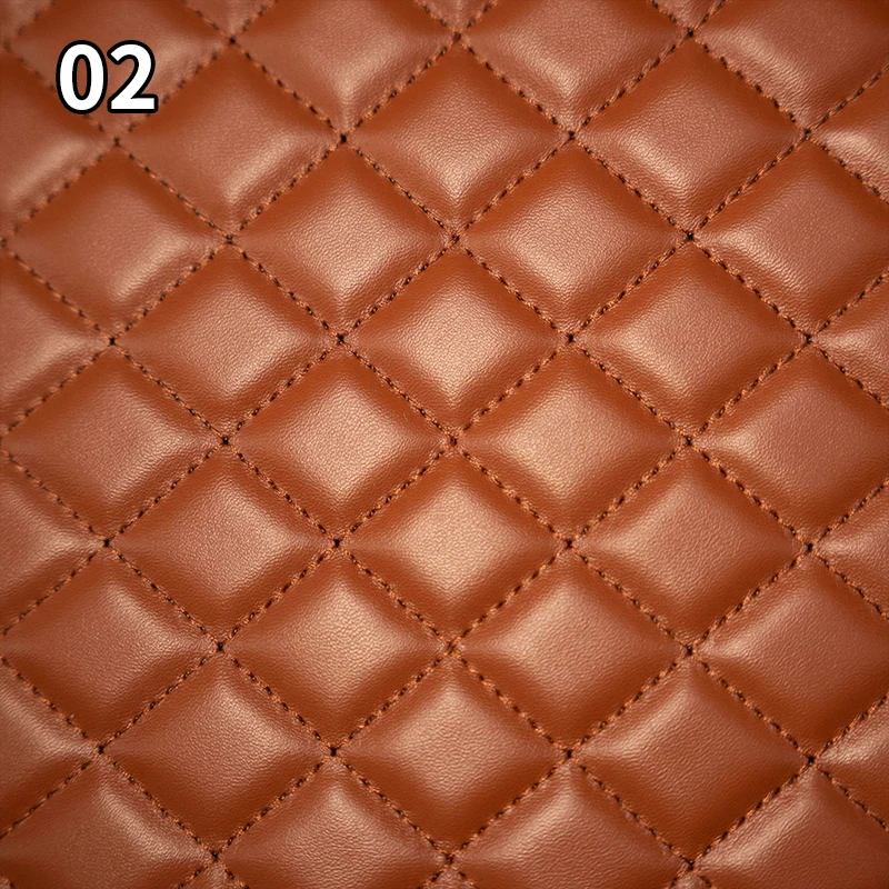 High Quality Thick Sponge Quilted Faux Leather Plaid Embroidery Artificial PU Leather Fabric For DIY Upholstery Furniture Car