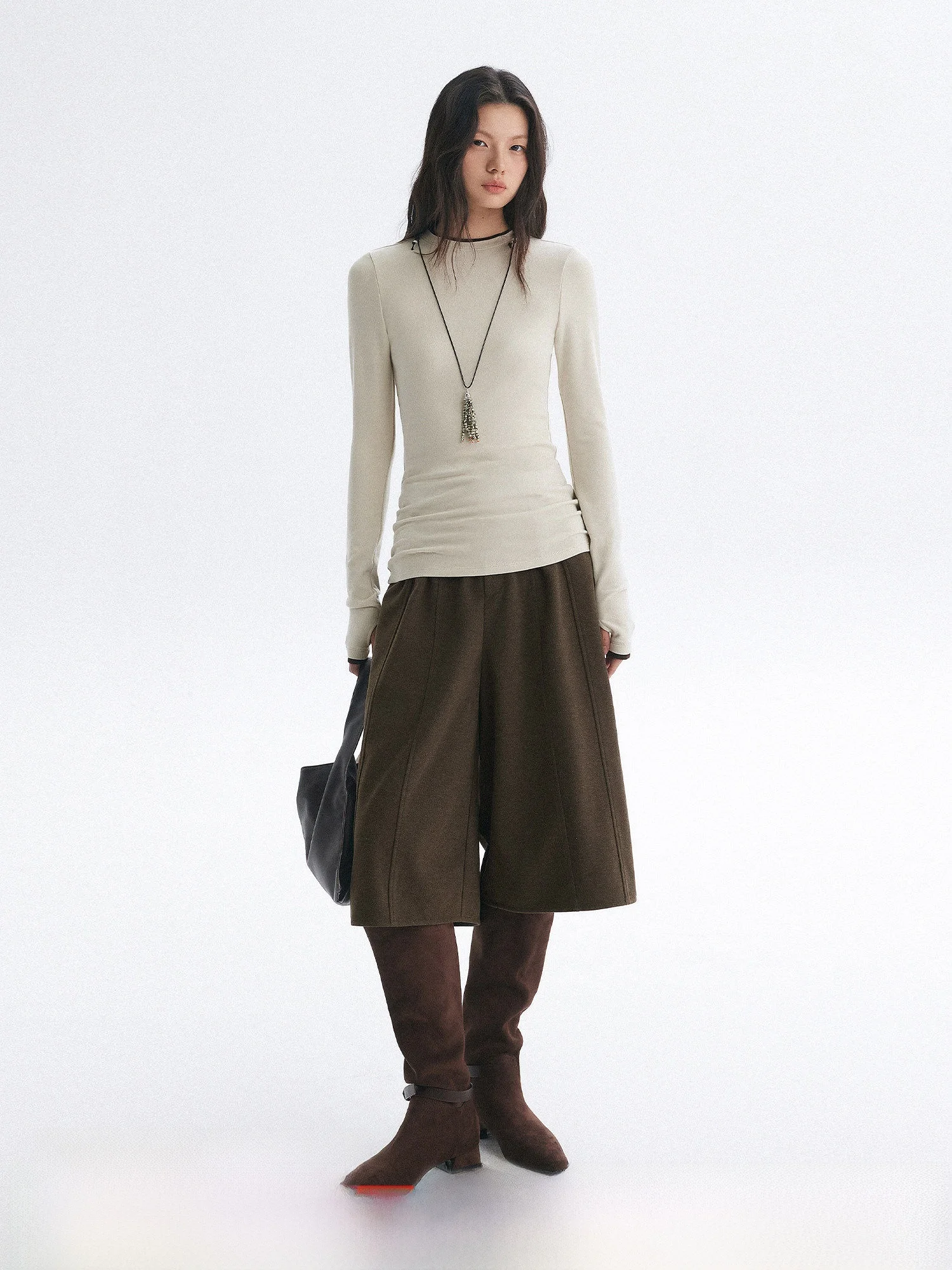 

Laid-ba Lazy Godd широкие брюки с эластичной резинкой на талии, свободный крой, повседневные брюки семи дюймов для женщин, бренд MOLY CHO