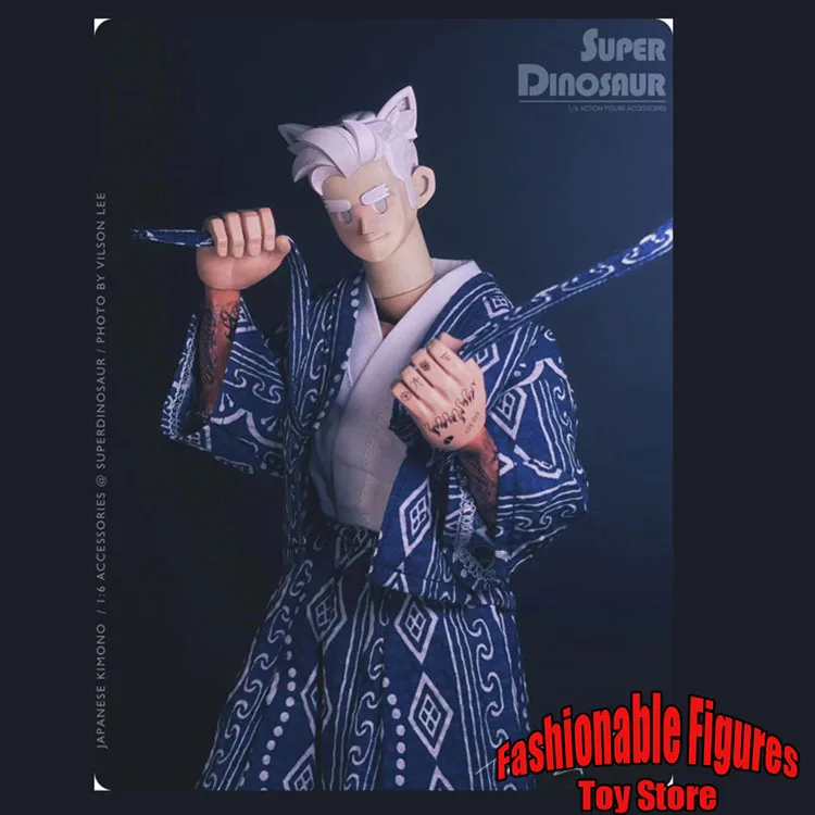 1/6 الرجال كيمونو اليابانية التقليدية طباعة كيمونو سترة قميص Harajuku الساموراي النينجا تأثيري البدلة لشخصية العمل 12 بوصة