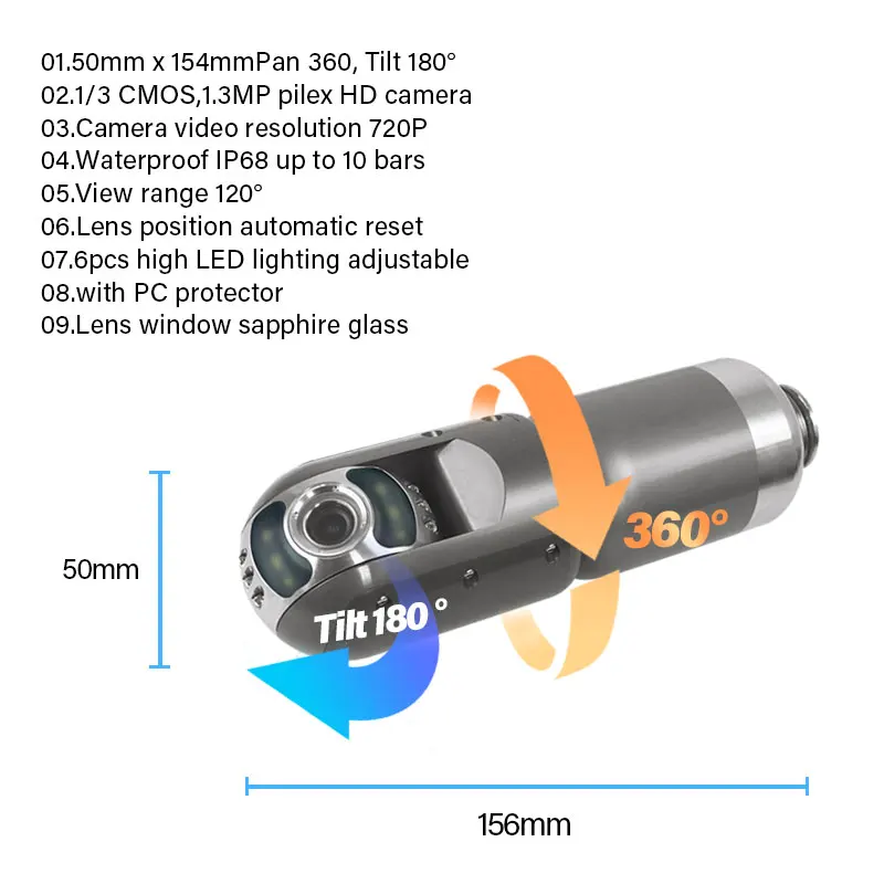 AMJET 13 pollici Full HD Display Risoluzione 1080P Videocamera per fognature con funzione di registrazione per tubi piccoli