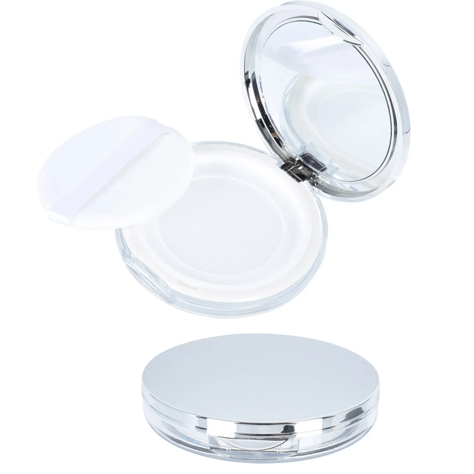 2Pcs Loose Powder Box Anti-Leakage Compact Empty Powder Case Portable Refillable Storage Container for Makeup Travel
