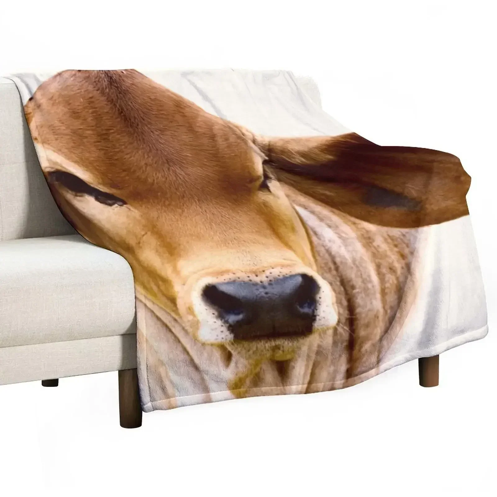 BRAHMAN CALF, PORTRAIT Throw Blanket Hairy Cute Blankets