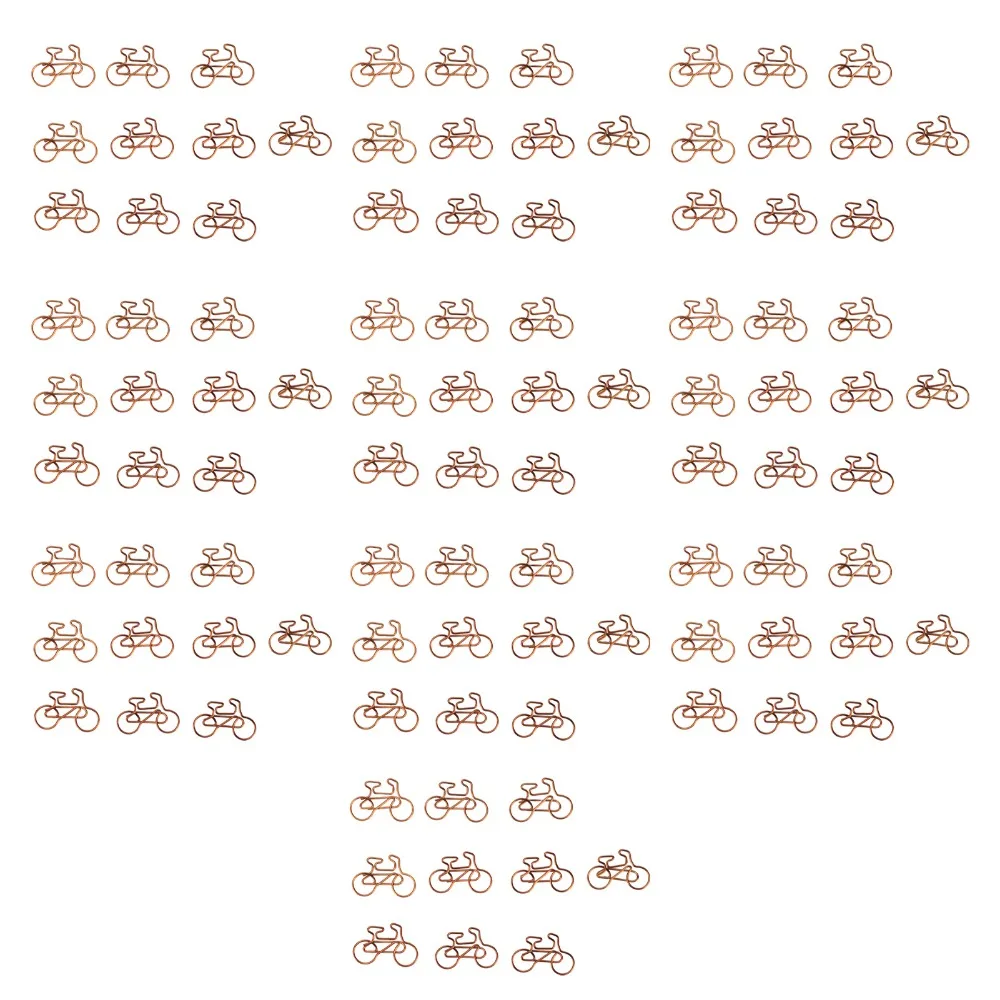 

100Pcs Bike Shape Funny Paper Clips 30*20mm Plastic-clad Metal Cute Paperclips Mini Size Bronze Metal Paperclips Home