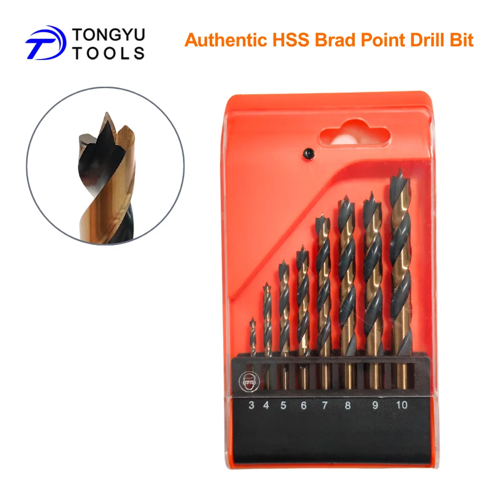 

Brad Point Wood Drill Bit Set 8Pcs 3-10mm HSS Fully Ground Wordworking Bit for Hardwood Plywood Plastic
