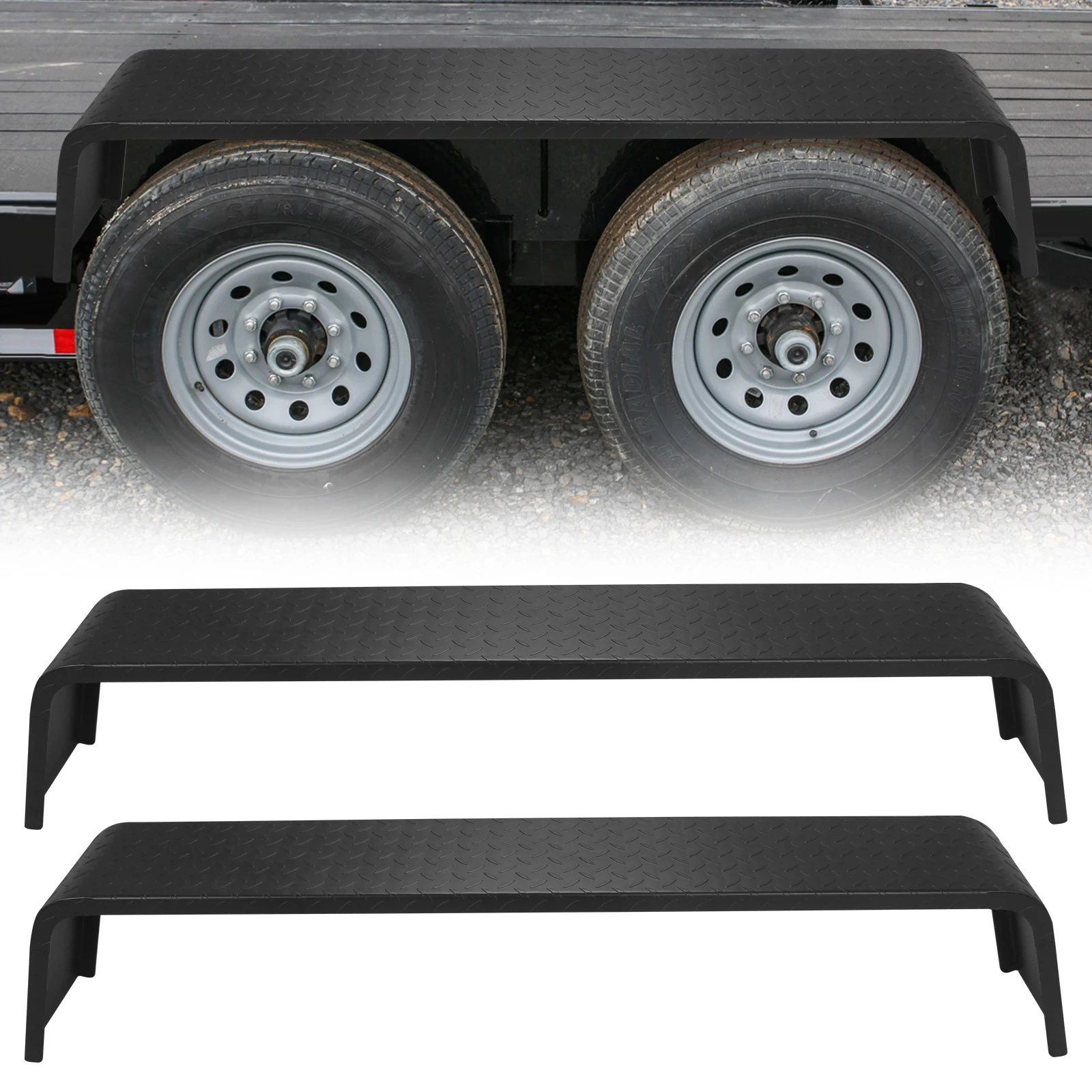 2Pcs Trailer Fenders, Heavy Duty Plate Steel Fenders for 13