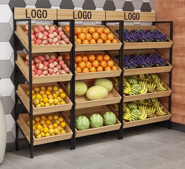 Fruit and vegetable shelves, snack display shelves, kitchen storage shelves, floor standing fruit store shelves