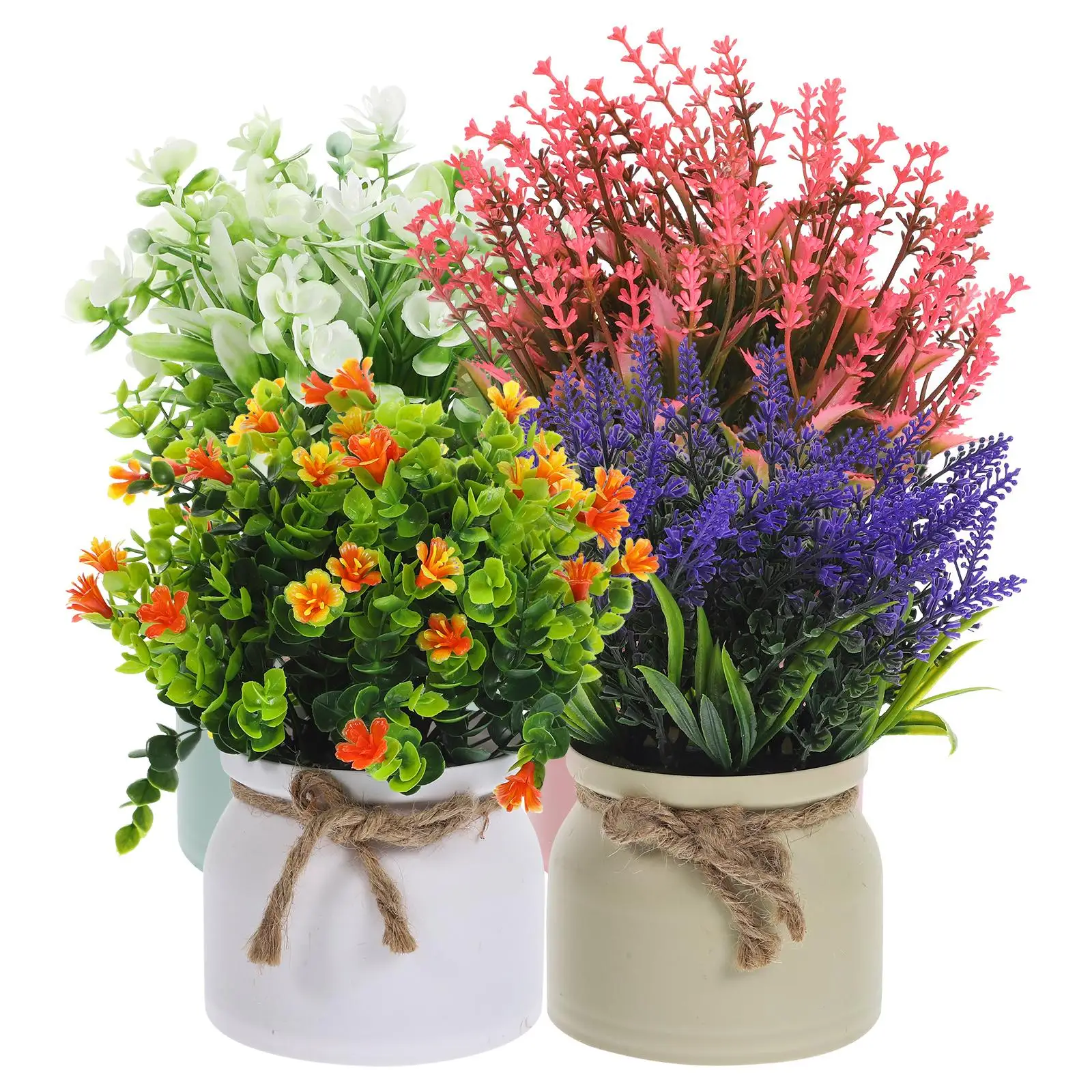 

2 Pcs Flower BonsaiIndoor Outdoor Desk Plant Small Fake Fake Potted Flowers Potted Flowers Green Home Office Display
