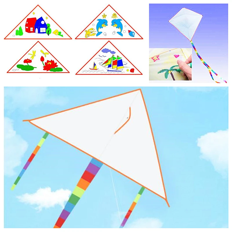 free shipping 5pcs diy kite blank kite ripstop nylon education kite factory ad.kites toys diamond painting kites for children