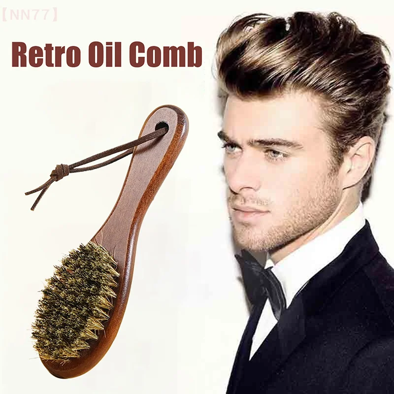 Natural Boar Bristle Beard Brush Barber Retro Oil Head Comb Men's Shaving Moustache Brushes Barber Cleaning Tools