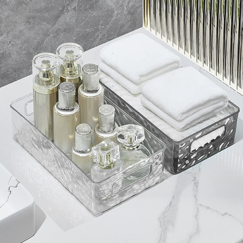 Cosmetics Classification Storage Basket, Acrylic Glacier Pattern Stackable Storage Box, Bathroom Shelf